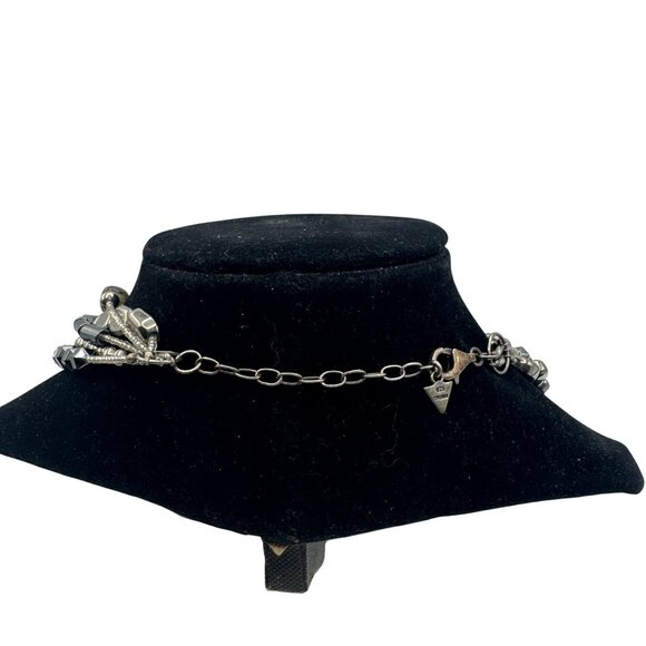 Multistrand Silver Beaded Statement Necklace Adjustable Sterling .925 Tag 16-18 - Picture 4 of 5